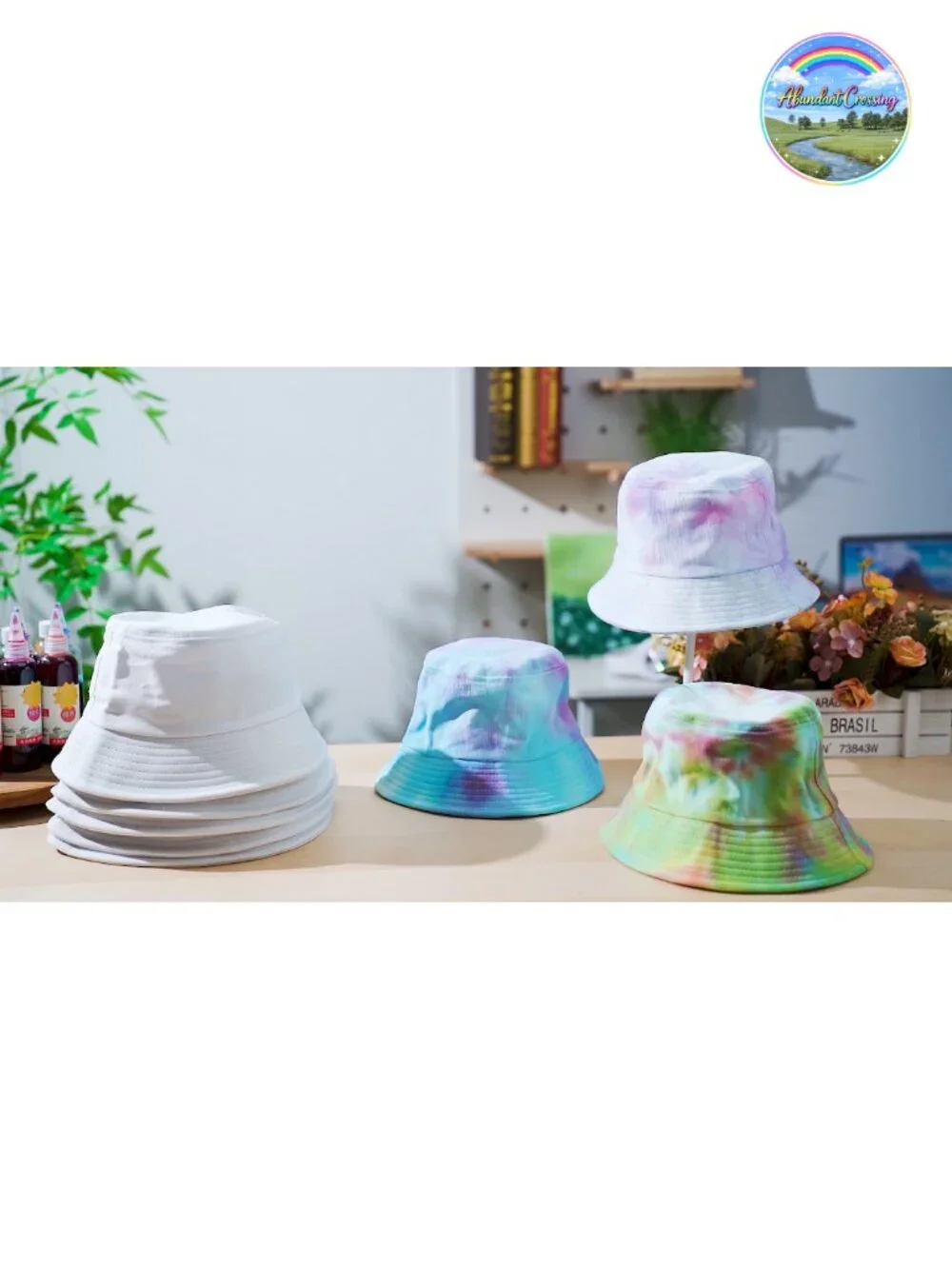 20 Pack Cotton Bucket Hat DIY Tie Dye Craft Kit with Accessories for Sun